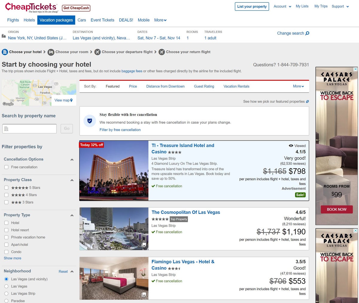 CheapTickets Las Vegas Packages