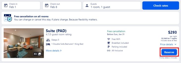 Expedia hotel reserve