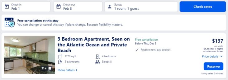 Expedia vacation rental reserve