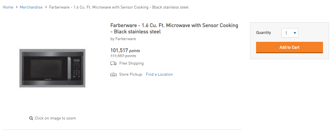 Farberware Microwave PNC Points