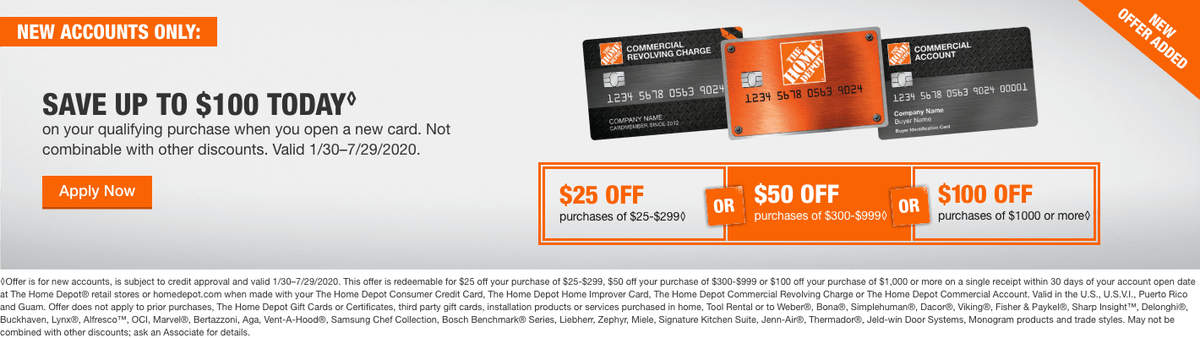 Home Depot New Account Offer