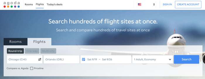 How to search for a flight on Agoda