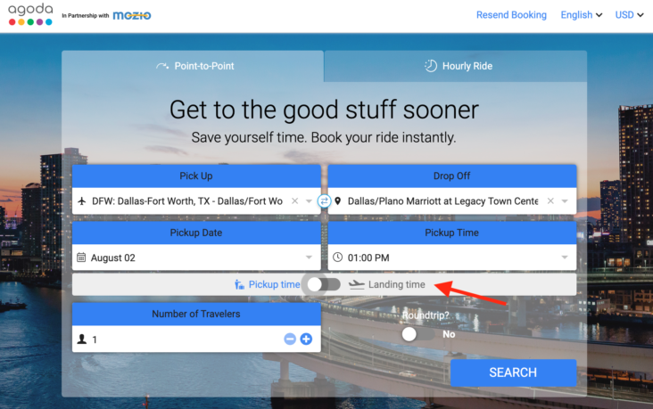 How to search for an airport transfer on Agoda