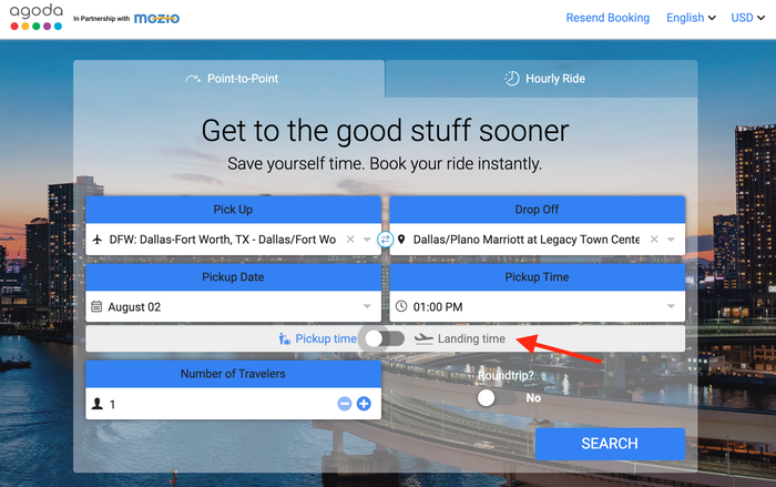 How to search for an airport transfer on Agoda