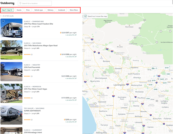 Outdoorsy Search Results