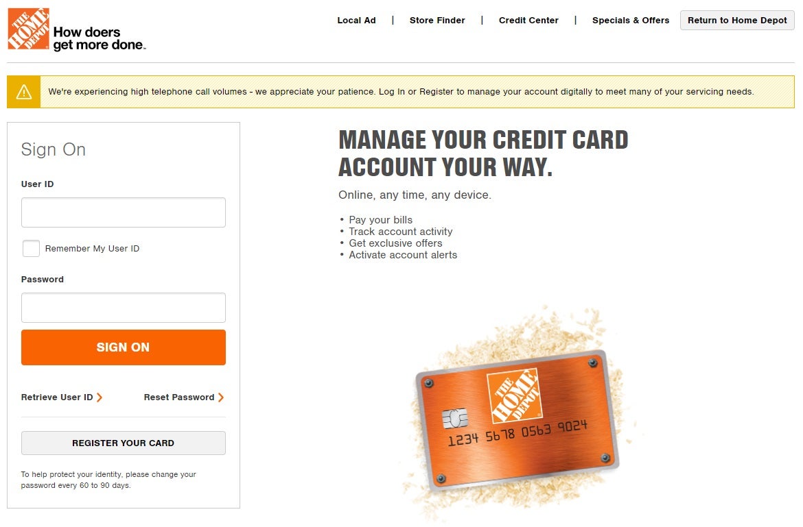 The Home Depot Consumer Credit Card Log In or Apply