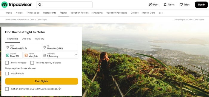 TripAdvisor Flight search