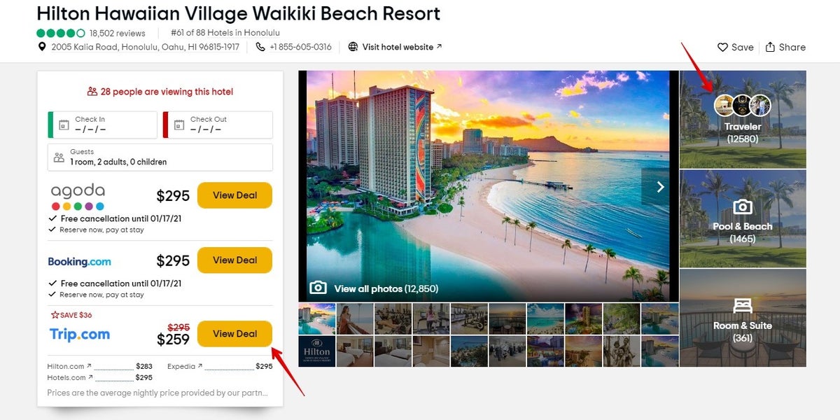TripAdvisor Hotels Oahu Hilton detail