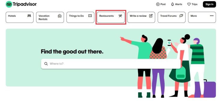 TripAdvisor Restaurants homepage