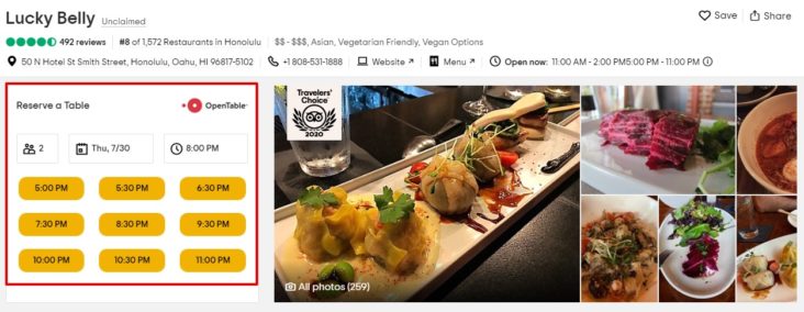 TripAdvisor Restaurants reservation
