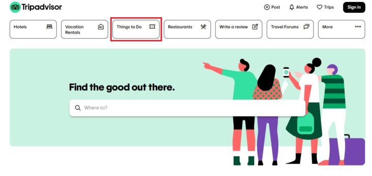 TripAdvisor Things to Do homepage