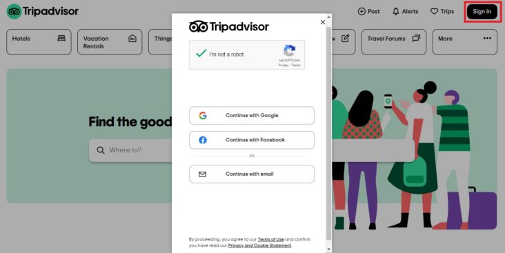 Tripadvisor sign in