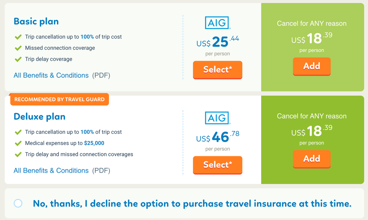 Vayama flight insurance options