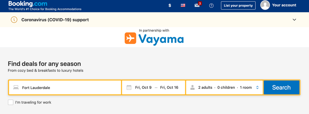 Vayama hotels through booking.com