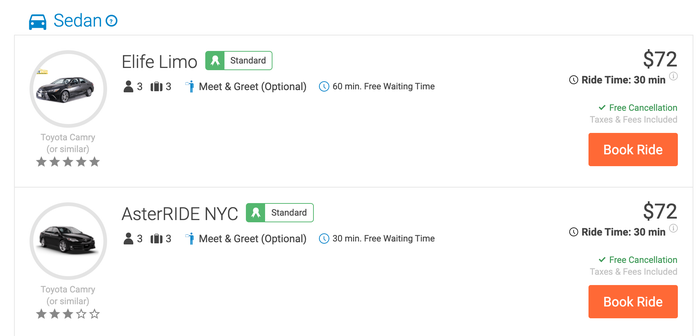 Vayama transfer search results