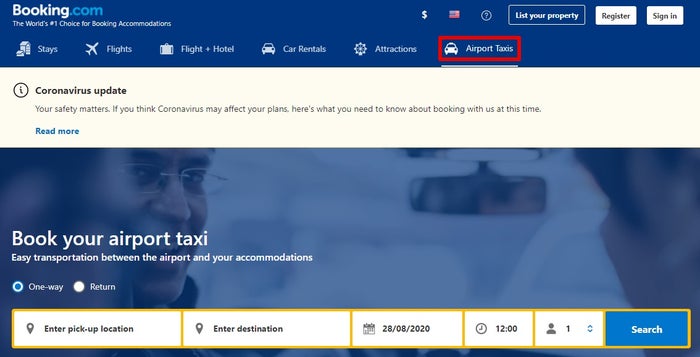 Booking.com airport taxis
