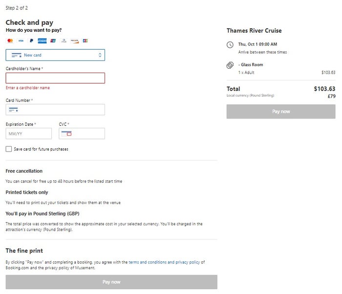 Booking.com attractions step 2