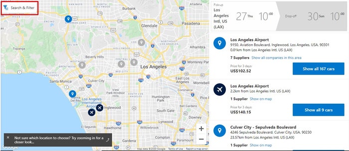 Booking.com search results