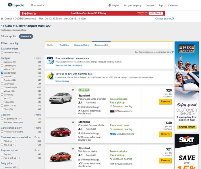 Expedia Car Rentals