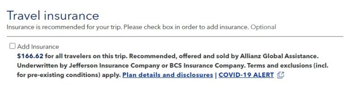 JetBlue Vacations insurance