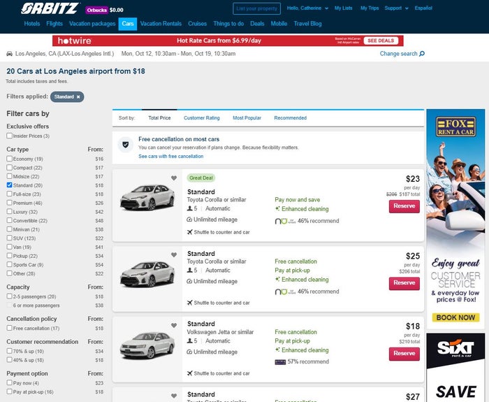 Orbitz Car Rental