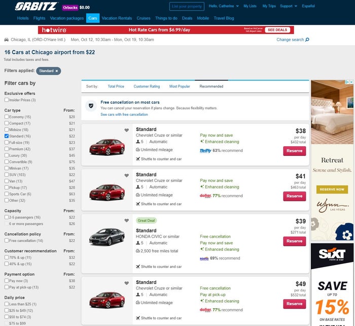 Orbitz Car Rental