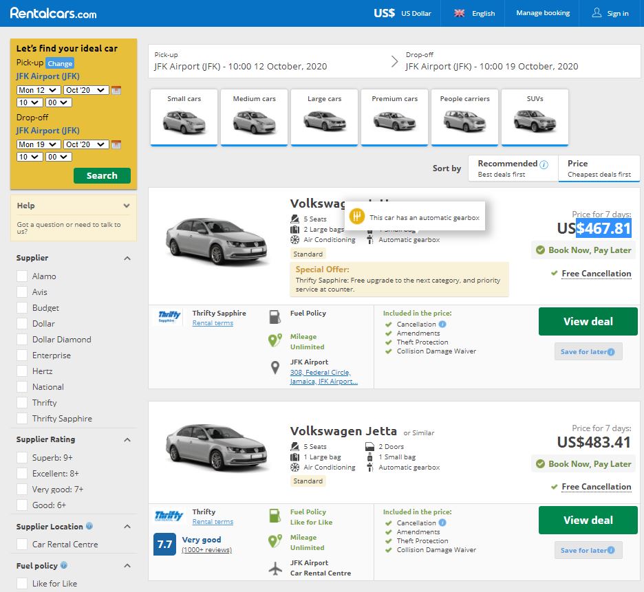 cheap car rentals in new york
