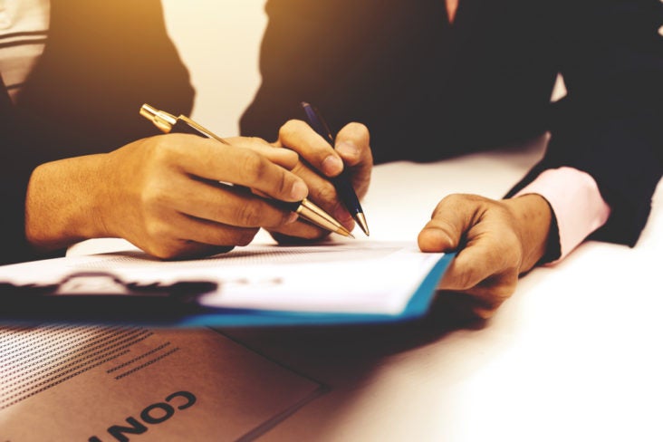 Signing a contract