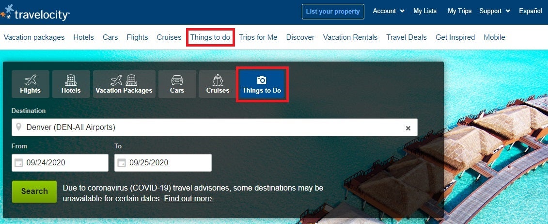 Travelocity Things to Do