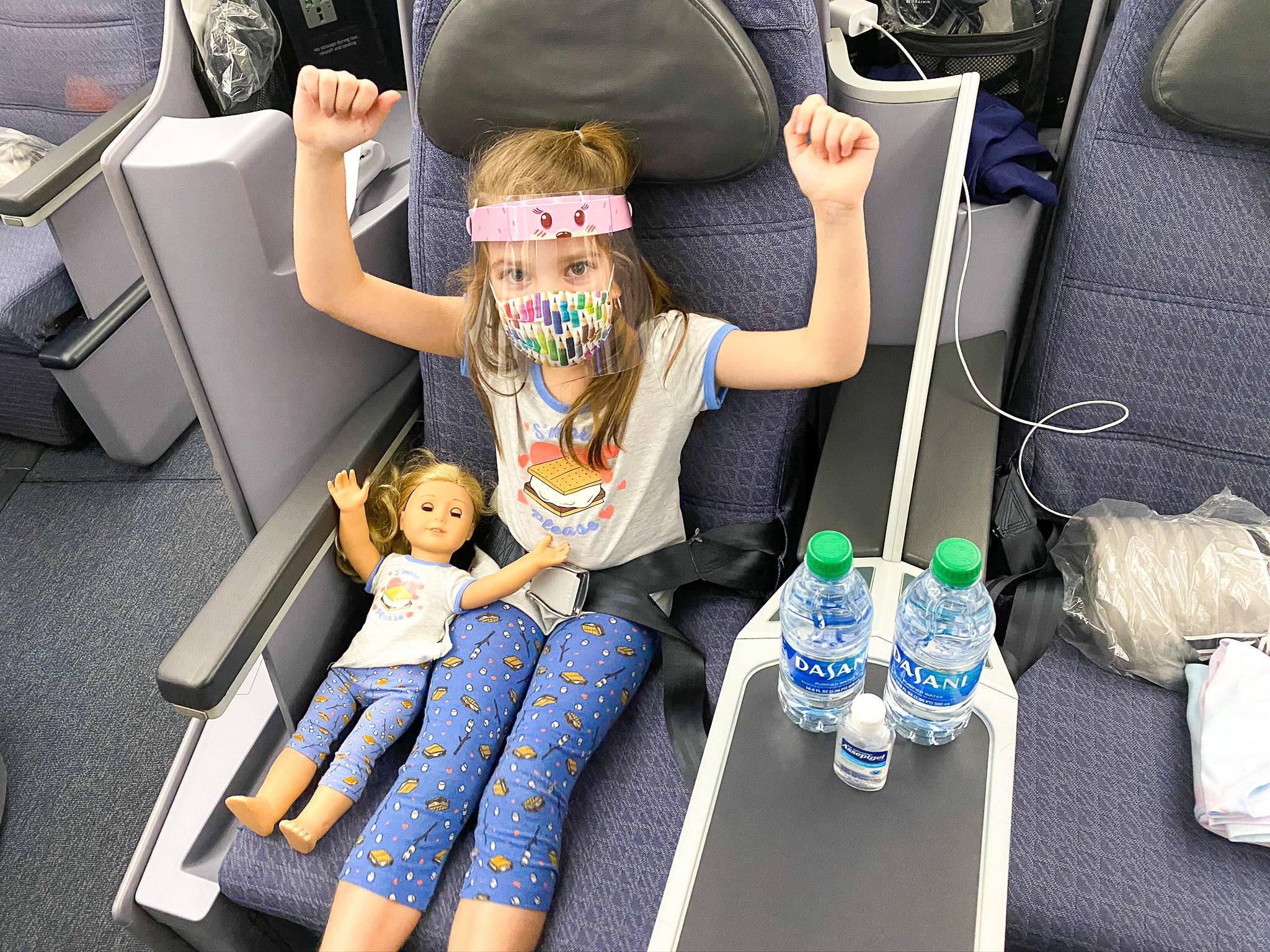 American Girl Doll in United Boeing 787 Dreamliner Polaris Business Class