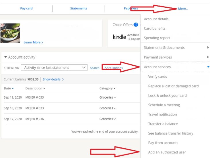 chase how to add authorized user to checking account