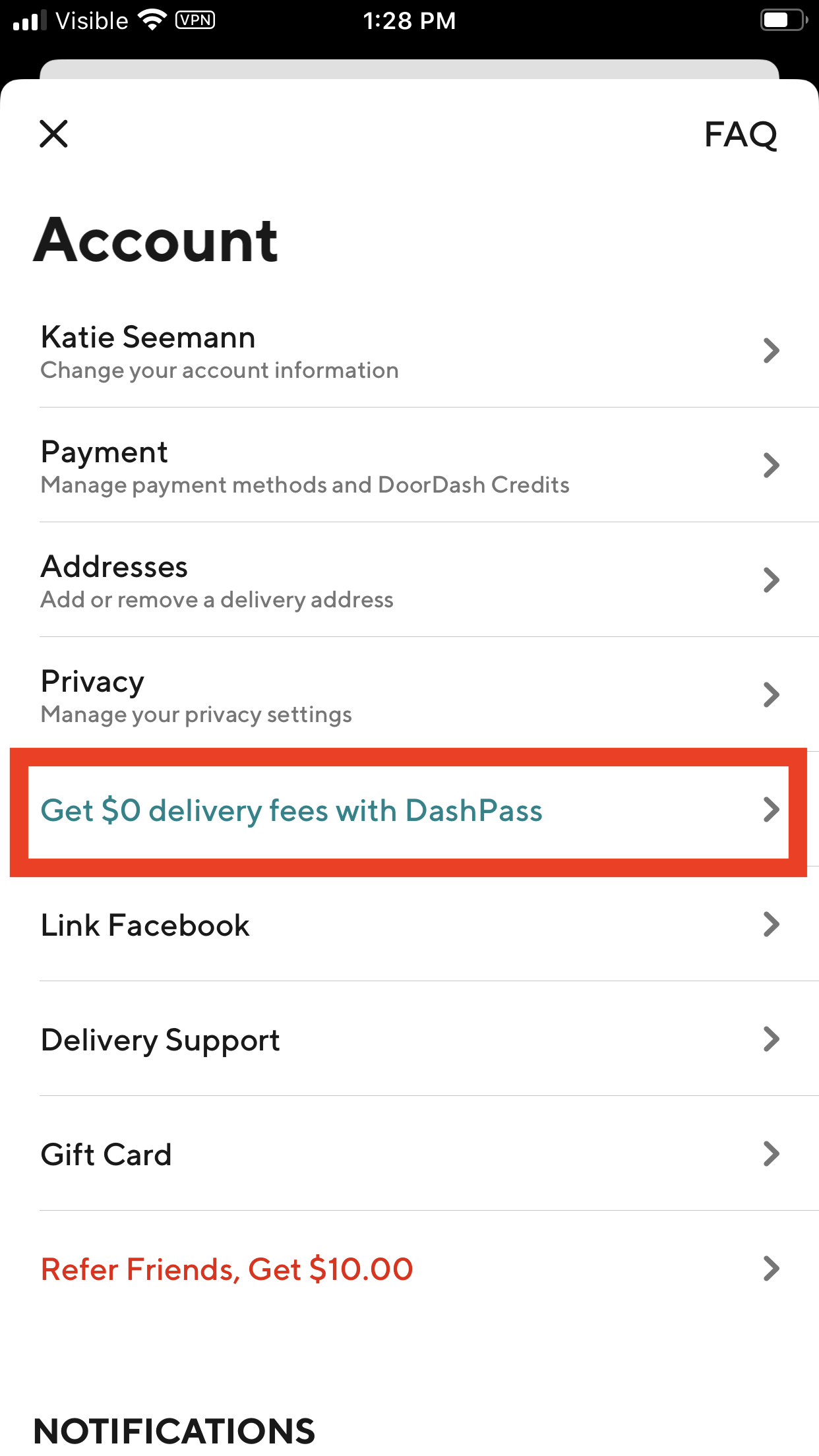 doordash new user free delivery