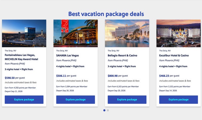 Getaways by southwest vegas packages