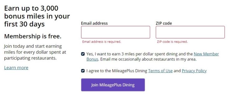 MileagePlus Dining Join MileagePlus Dining Join