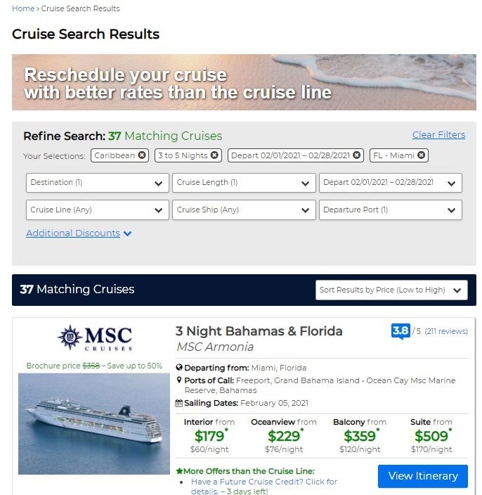 priceline cruise search