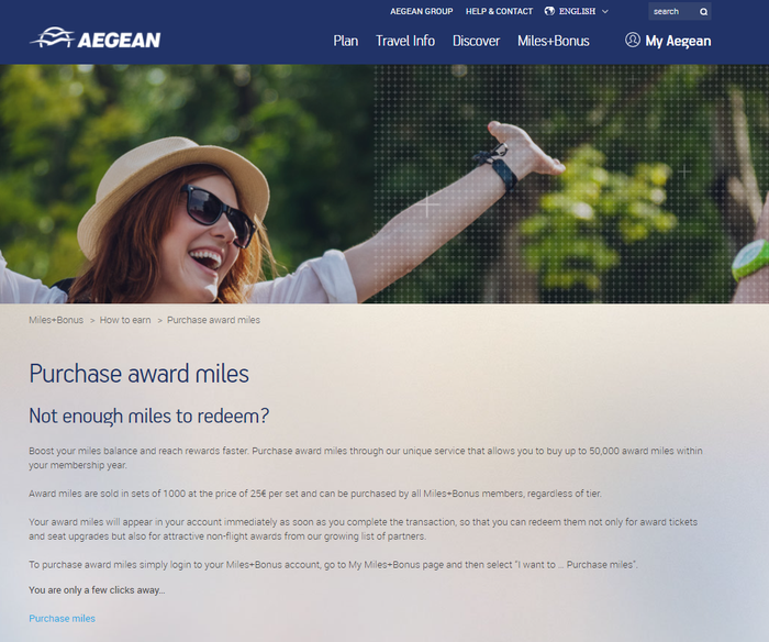 Purchase Aegean Airlines MilesBonus Miles
