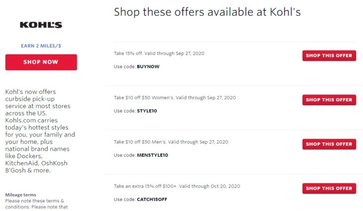 SkyMiles Shopping Kohls