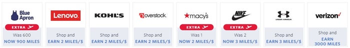 SkyMiles Shopping example retailers