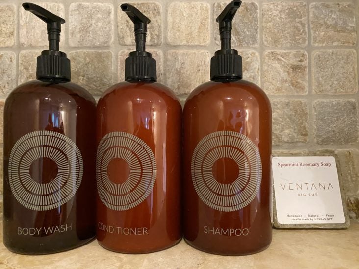 Ventana Big Sur an Alila Resort Ventana fireplace guestroom Body Bliss bath amenities Ventana Big Sur an Alila Resort Ventana fireplace guestroom Body Bliss bath amenities