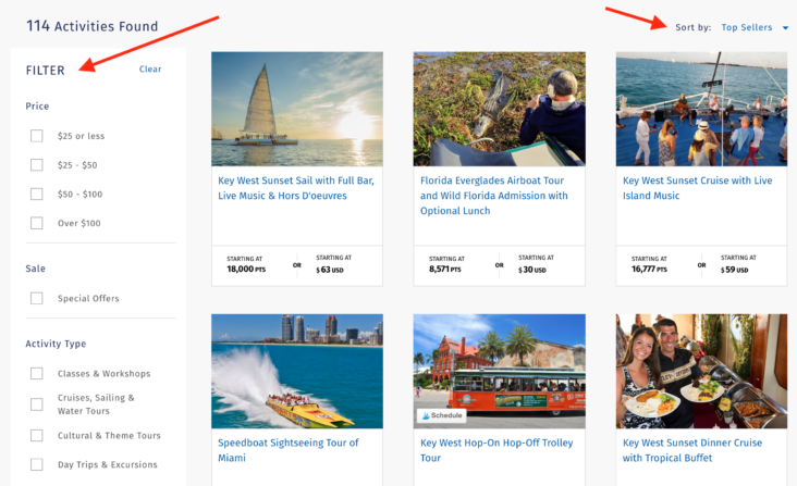 Wyndham Rewards Experiences results list Wyndham Rewards Experiences results list