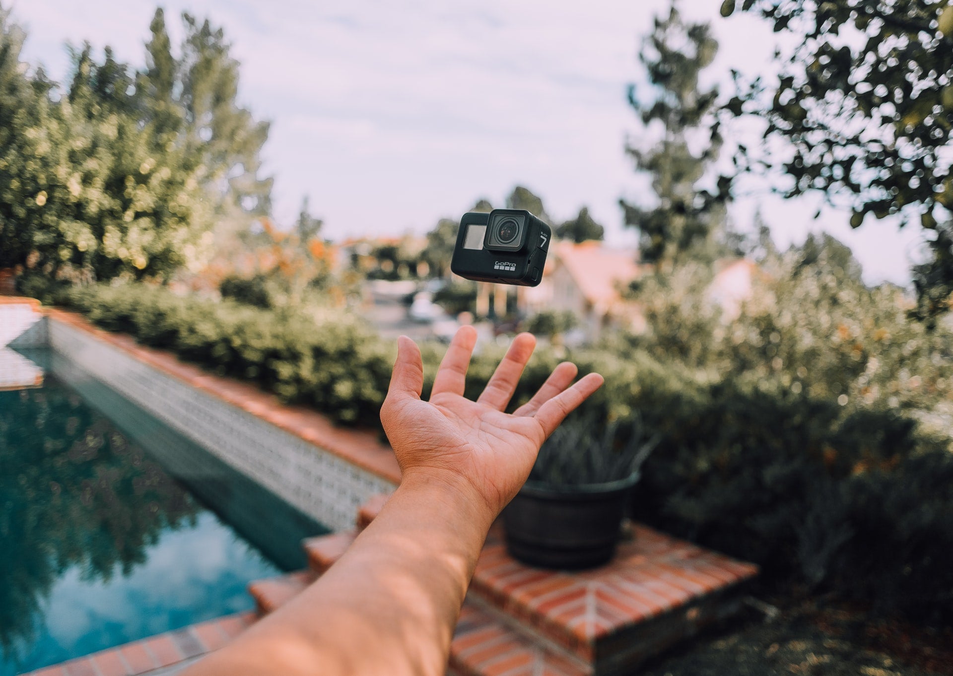 GoPro by a Pool