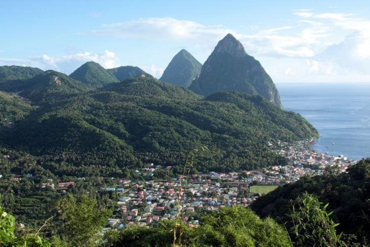 Saint Lucia mountains city sea Saint Lucia mountains city sea