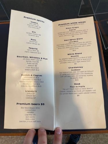 United Club EWR drink menu United Club EWR drink menu