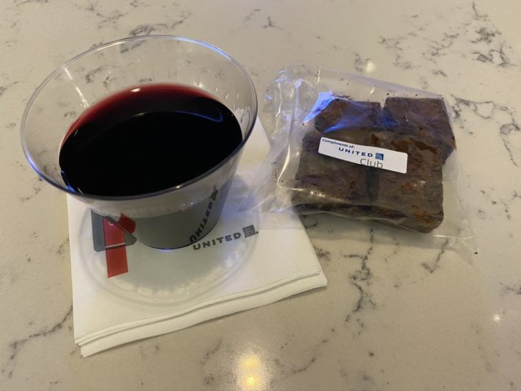 United Club EWR wine and brownie United Club EWR wine and brownie