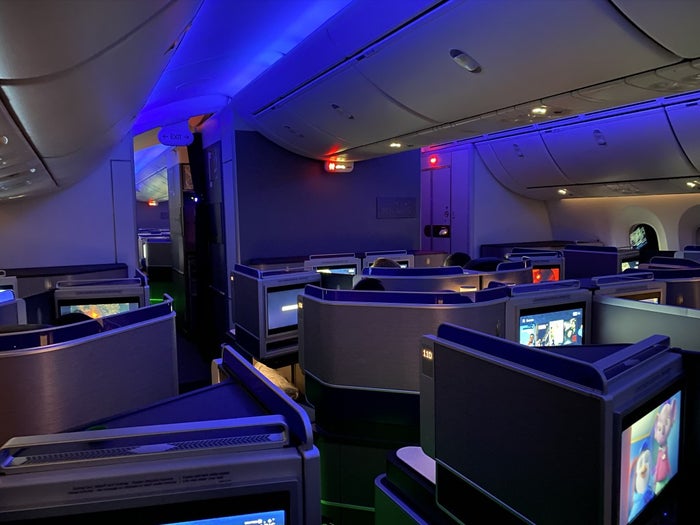 United Polaris cabin at night United Polaris cabin at night