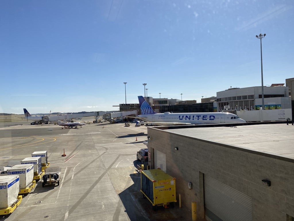 United gate at Boston Logan Airport