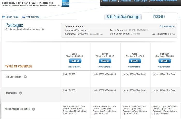 Amex Travel Insurance Quote