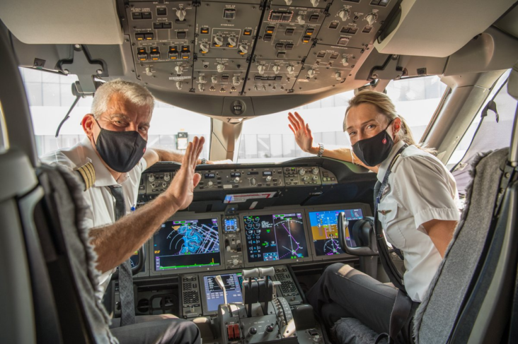 Air Canada Pilots with masks on Air Canada Pilots with masks on