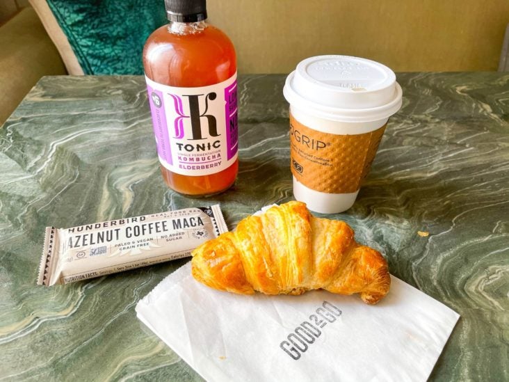 Healthy hotel breakfast C. Baldwin Curio Collection Hilton Hotel in Houston Texas Grab Go Breakfast