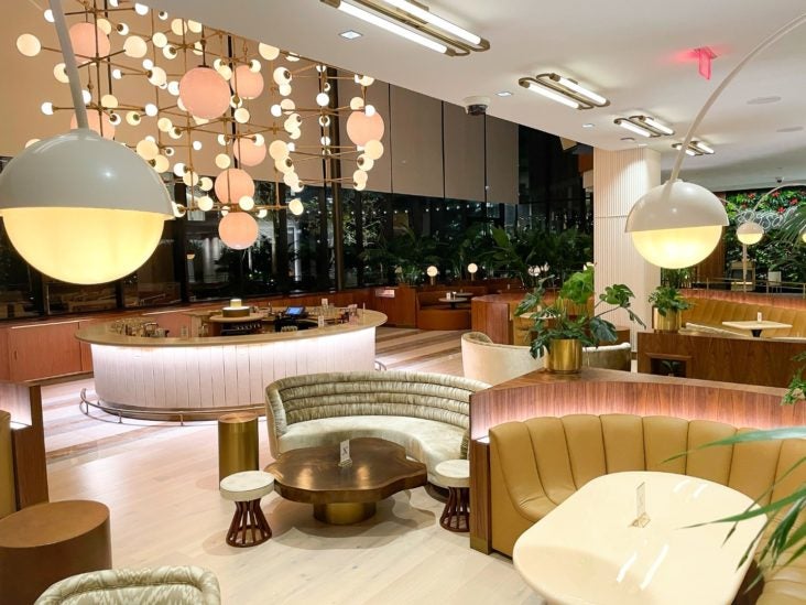 C. Baldwin Curio Collection Hilton Hotel in Houston Texas Lobby Bar seating C. Baldwin Curio Collection Hilton Hotel in Houston Texas Lobby Bar seating